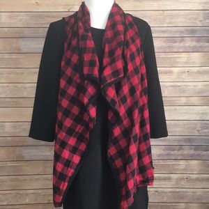 Buffalo plaid waterfall cardigan.